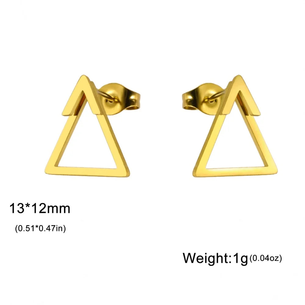 Geometric Square Stud Earrings for Women Girls Gold Color Dainty Ear Jacket Triangle Earring Modern Stainless Steel Jewelry Gift