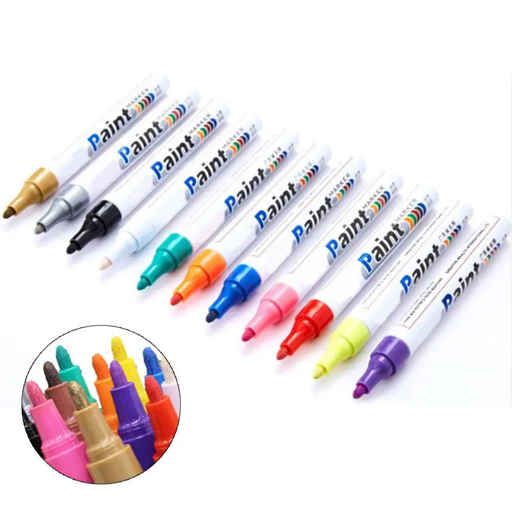 1pcs White Waterproof Cars Wheel Tire Oily Mark Pen Auto Rubber Tyre Paint Pen Cd Metal Permanent Paint Marker Graffiti Touch Up