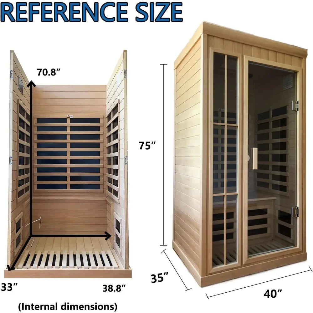 Outdoor Hot Tubs & Accessories 1-2 Person Infrared Sauna Room, Low Electromotive Force Infrared Sauna Room for Ironwood Wood