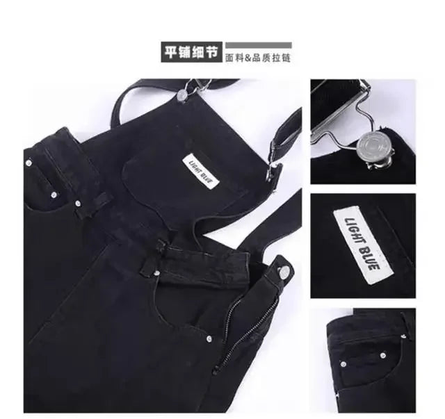 Denim Jumpsuits Women Preppy Style Spring Strap Ulzzang High Street Ins Letter Loose Retro Overalls Chic Girls Popular Harajuku