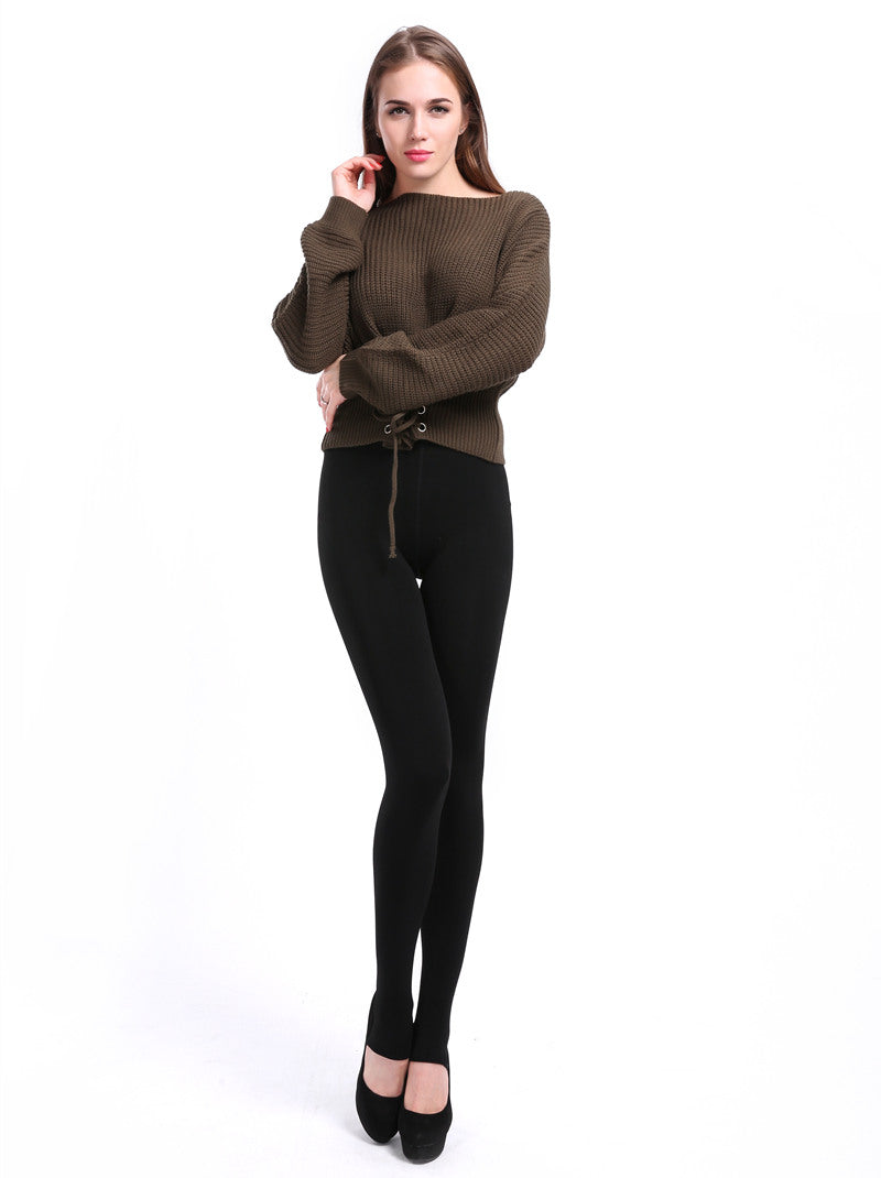 Women Winter Leggings Warm Leggins High Waist Solid Color Velvet Women Thickened Velvet Leggings Stretchy Black Leggings