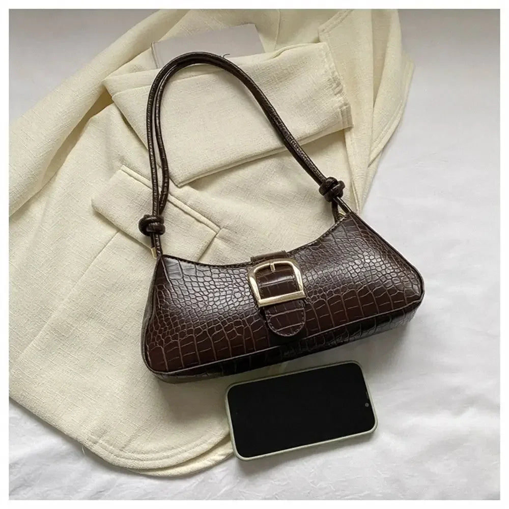 2024 New Fashion Solid Color French Small Hand Baguette Bag French Texture Popular Bag White Underarm Bag Female