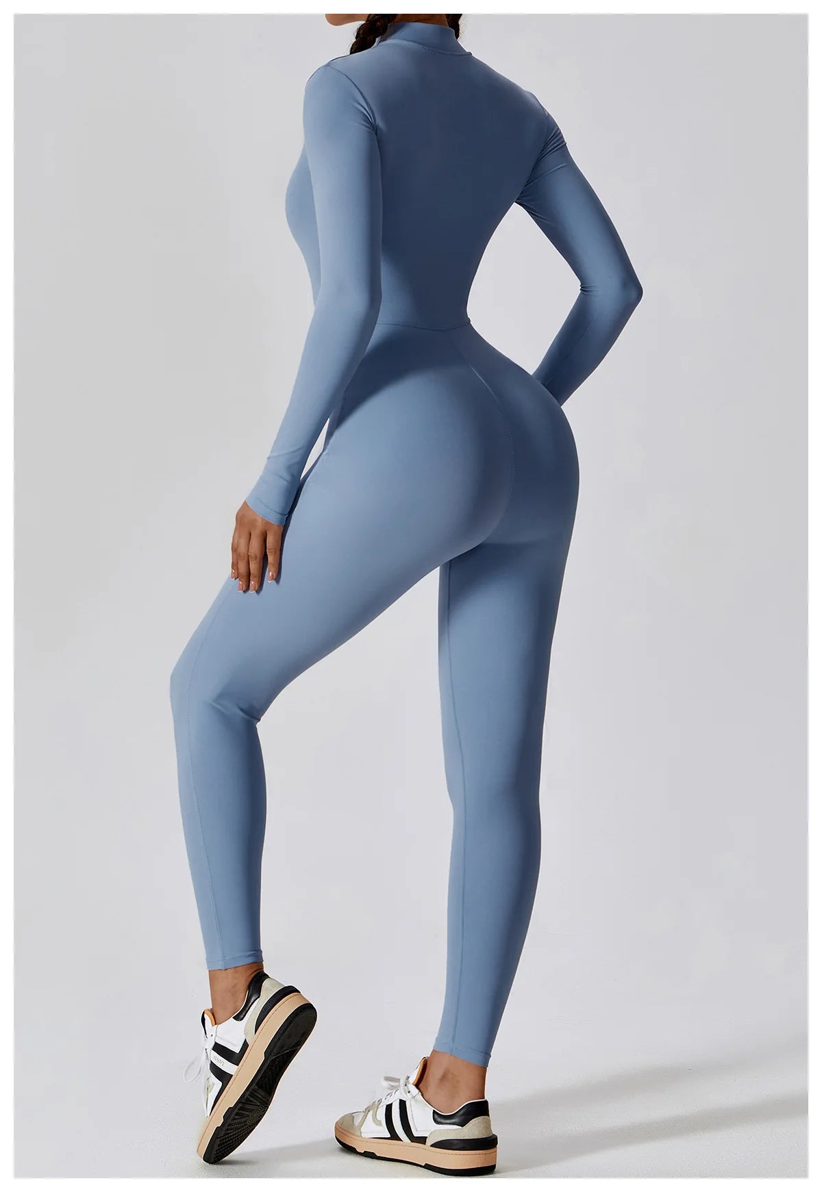 Yoga Jumpsuit Women Seamless Sports Zipper Jumpsuit Set Gym Long Sleeve Fitness Suit Elastic Gym Workout Bodysuit Athletic Wear