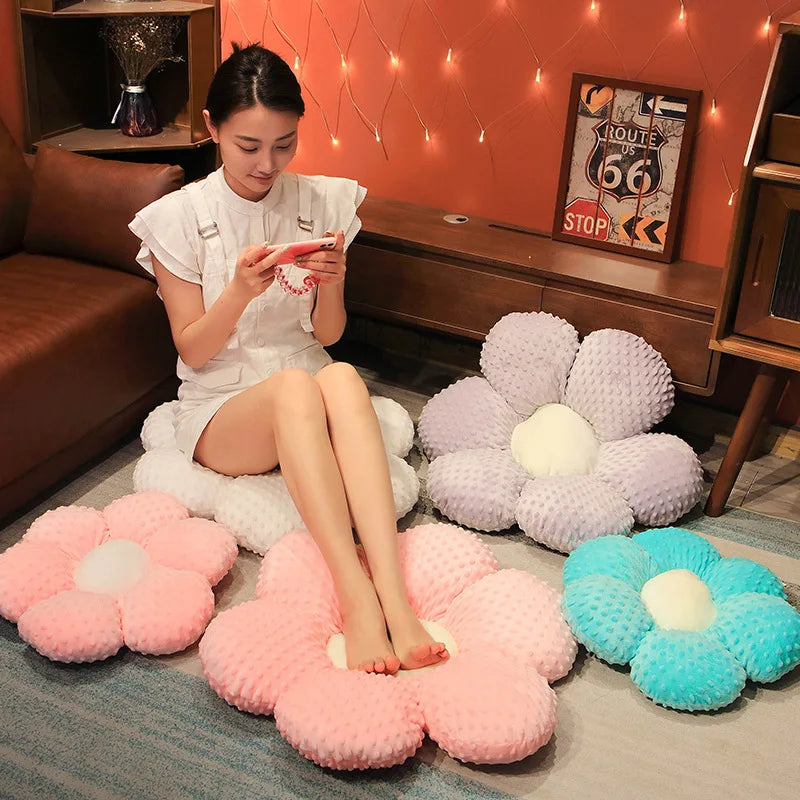 30-65cm Kawaii Colorful Flower Plush Pillow Cushion Soft Sunflower Plant Mat Stuffed Sofa Bed Sleeping Back Cushion Decor Gifts