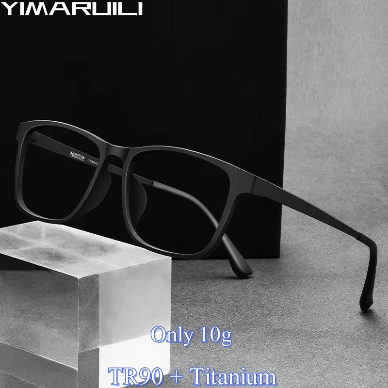 YIMARUILI Ultra Light Fashion Men's Glasses Frames Square Comfortable Pure Titanium Optical Prescription Big Eyeglasses HR3068