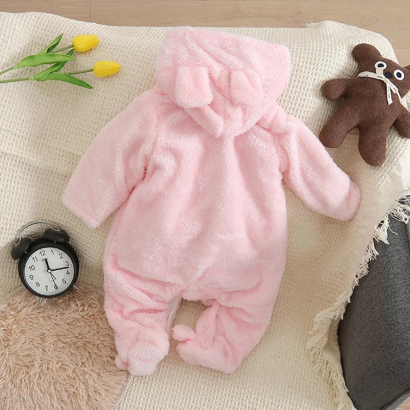 Autumn and Winter New Baby Plush Climbing Clothes Baby Warm and Thick Cartoon Dog Rabbit Cute Cotton Clothes for 0-2 Years