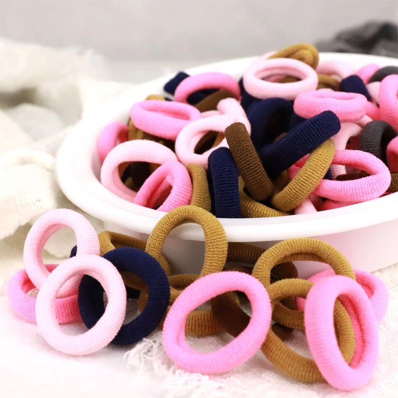 200PCS Women Girls Colorful Nylon Elastic Hair Bands Ponytail Hold Small Hair Tie Rubber Bands Scrunchie Hair Accessories