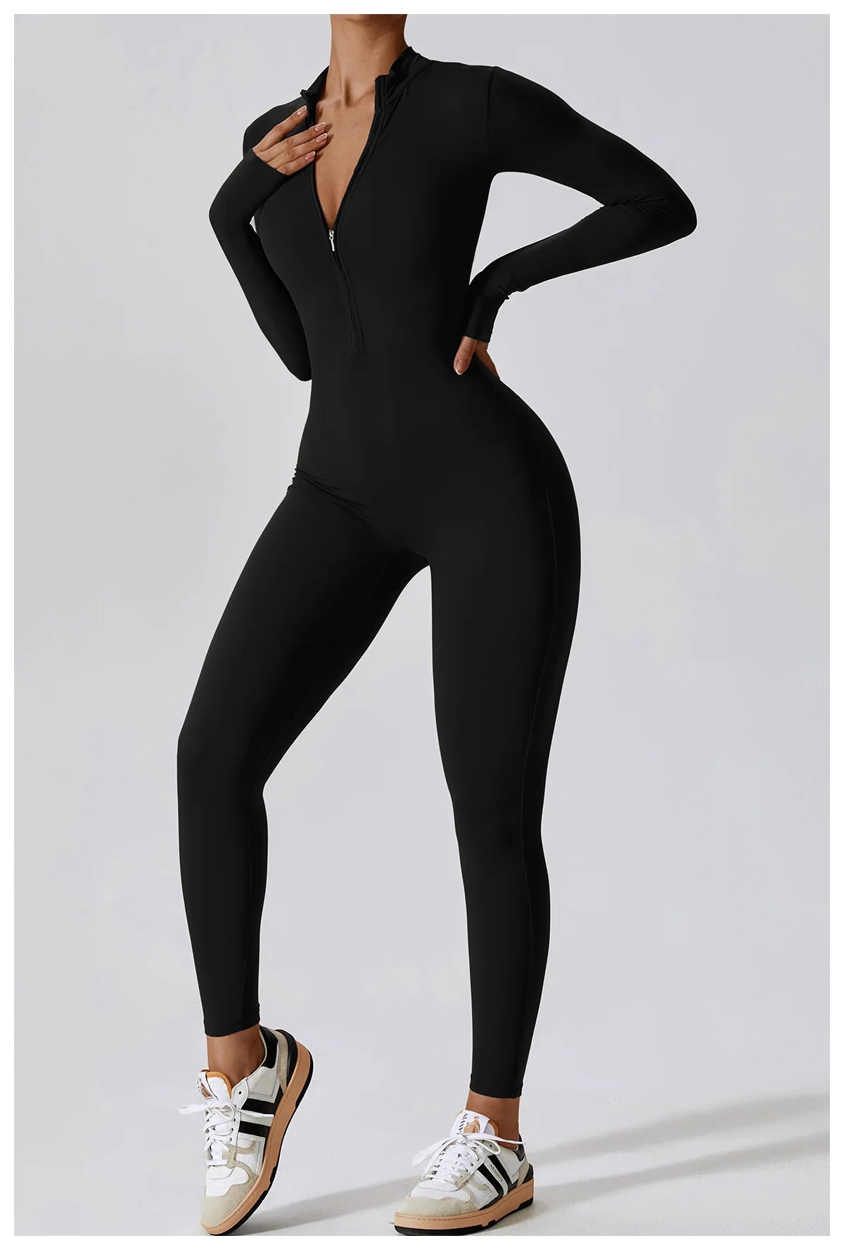 Yoga Jumpsuit Women Seamless Sports Zipper Jumpsuit Set Gym Long Sleeve Fitness Suit Elastic Gym Workout Bodysuit Athletic Wear