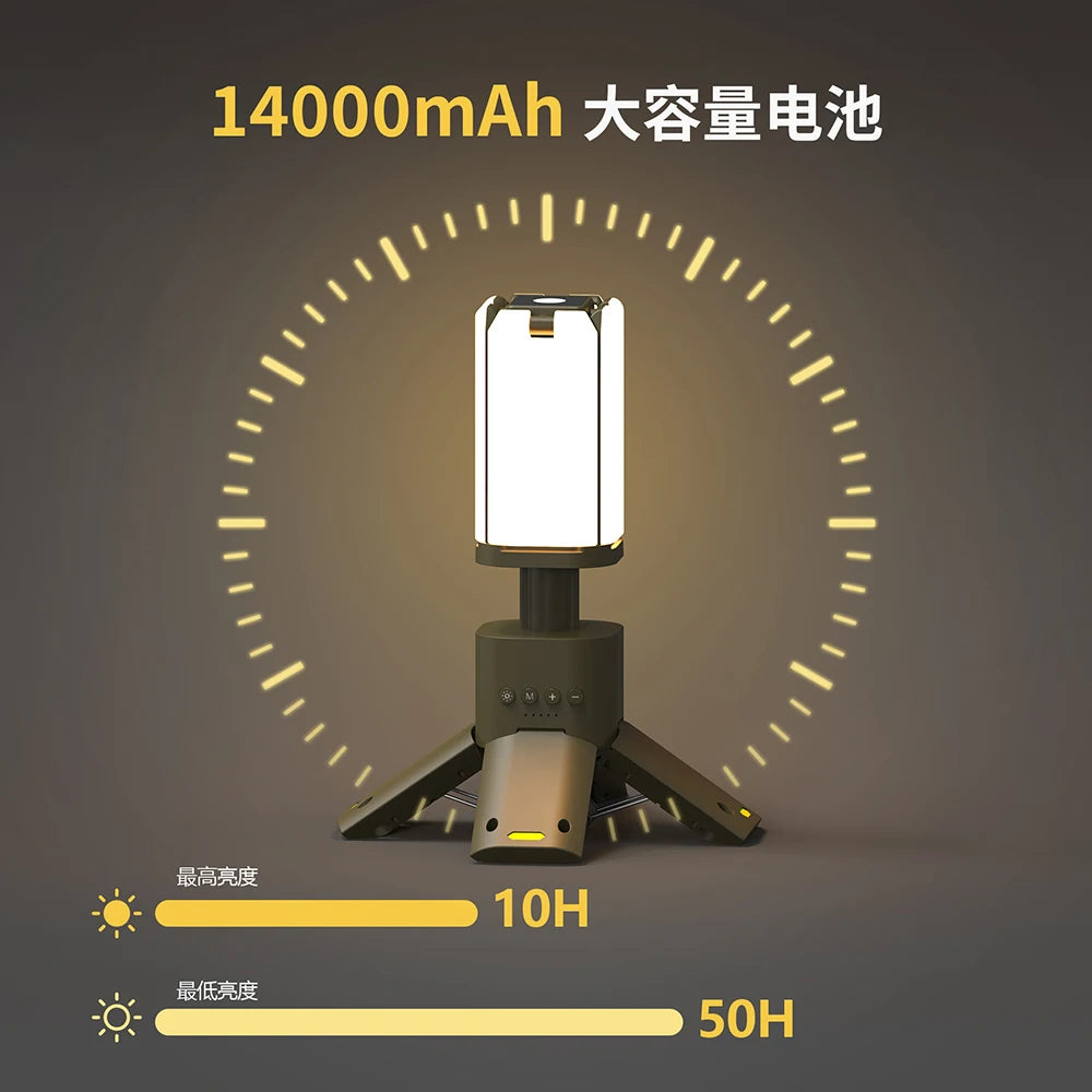 14000mAh Rechargeable Outdoor Hiking Fishing Tent Lamp 6000 LM Super Bright Magnetic Rotatable Telescopic LED RV Camping Lantern