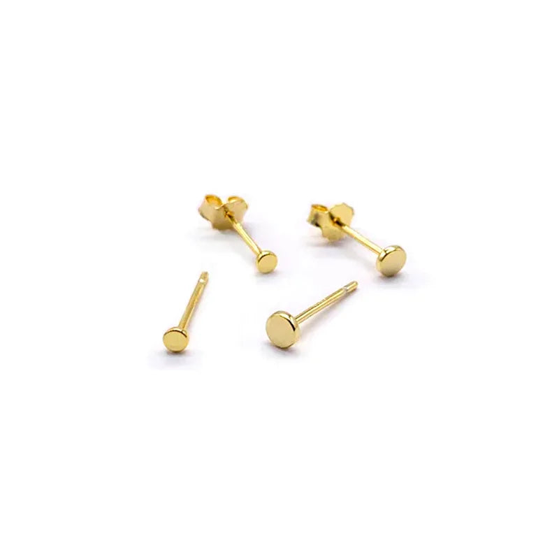 3 Pairs 18K Gold Plated Stainless Steel Stud Earrings For Women Men Mini Round Ear Cartilage Earrings Set