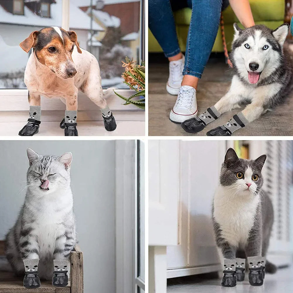 Anti-Slip Dog Socks Waterproof Shoes Socks for Dogs Socks Non-Slip Soles Adjustable Small Dog Paw Protector for Outdoor Indoor