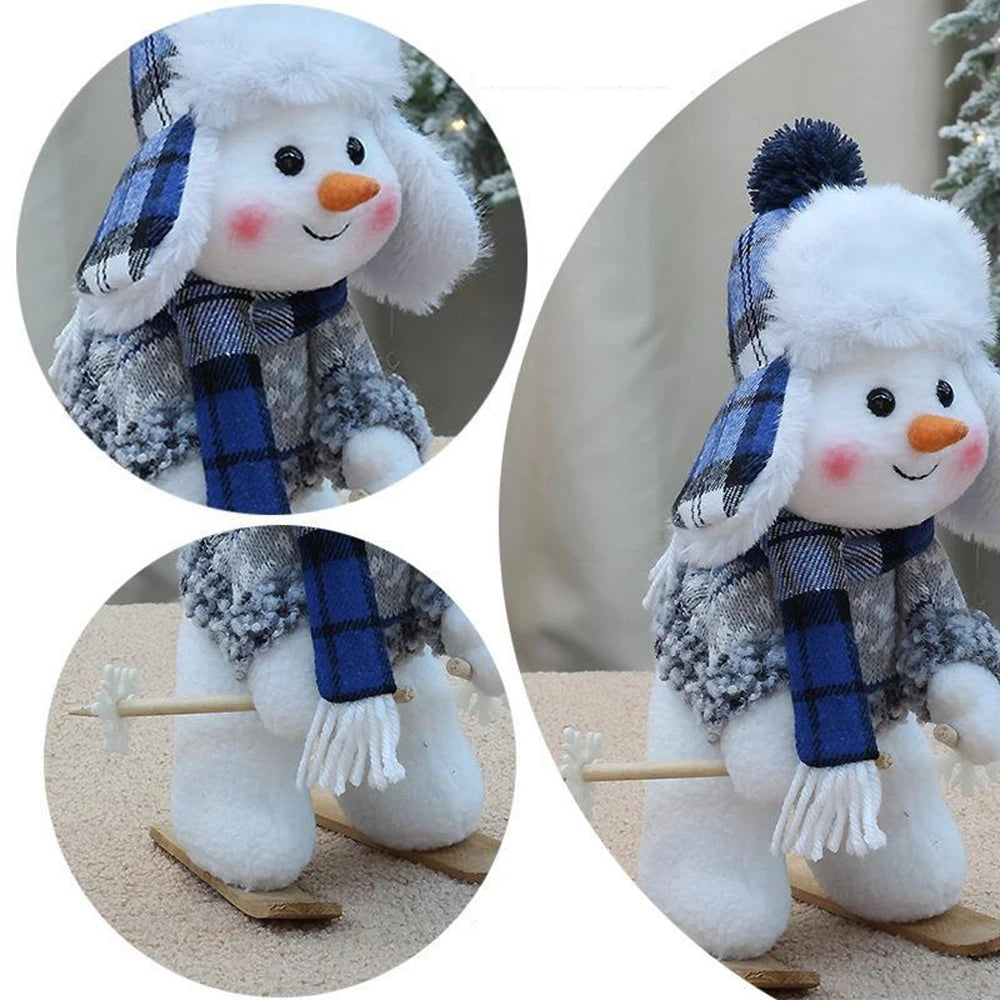 2024 New Christmas Snowman Doll Blue Cloth 20-33cm Cute Doll Christmas Gift Desktop Doll Decoration