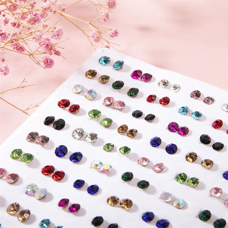 100Pair Women Acrylic Crystal Small Stud Earrings Set Women Heart Star Animal Moon Plastic Geometric Earring Jewelry Gifts