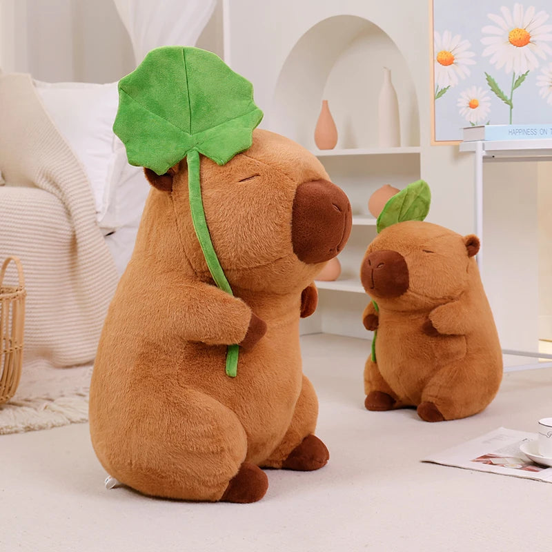 Lotus leaf Capybara Plush Toy Turtle Oyster Bee Bckpack Capibara Cosplay Unicorn Dinosaur Boba Bread Ring Decor Stuffed Animals