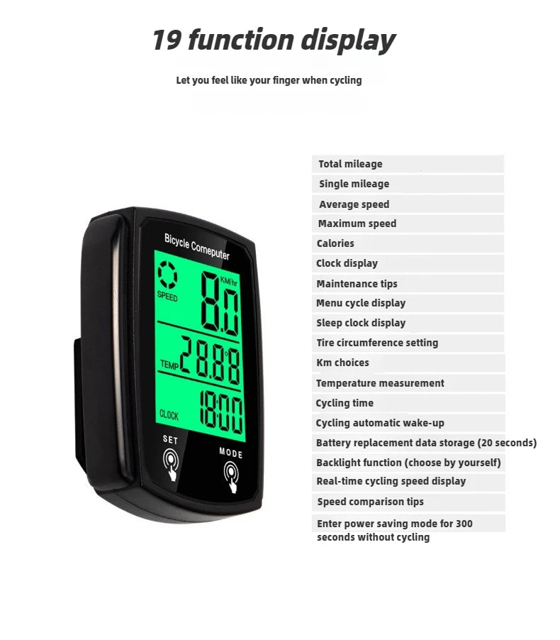 Wired Bike Computer LED Digital Bicycle Speedometer Odometer Touchscreen Cycling Computer Waterproof with Backlight