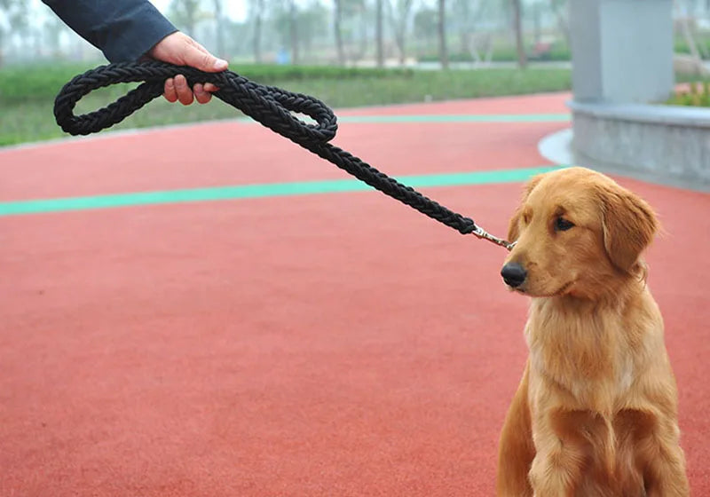 Large Dog Leash Traction Rope with Heavy Duty Buckle Hand-knitted Strong Durable Nylon Braided Leashes for Medium Big Dogs Bully