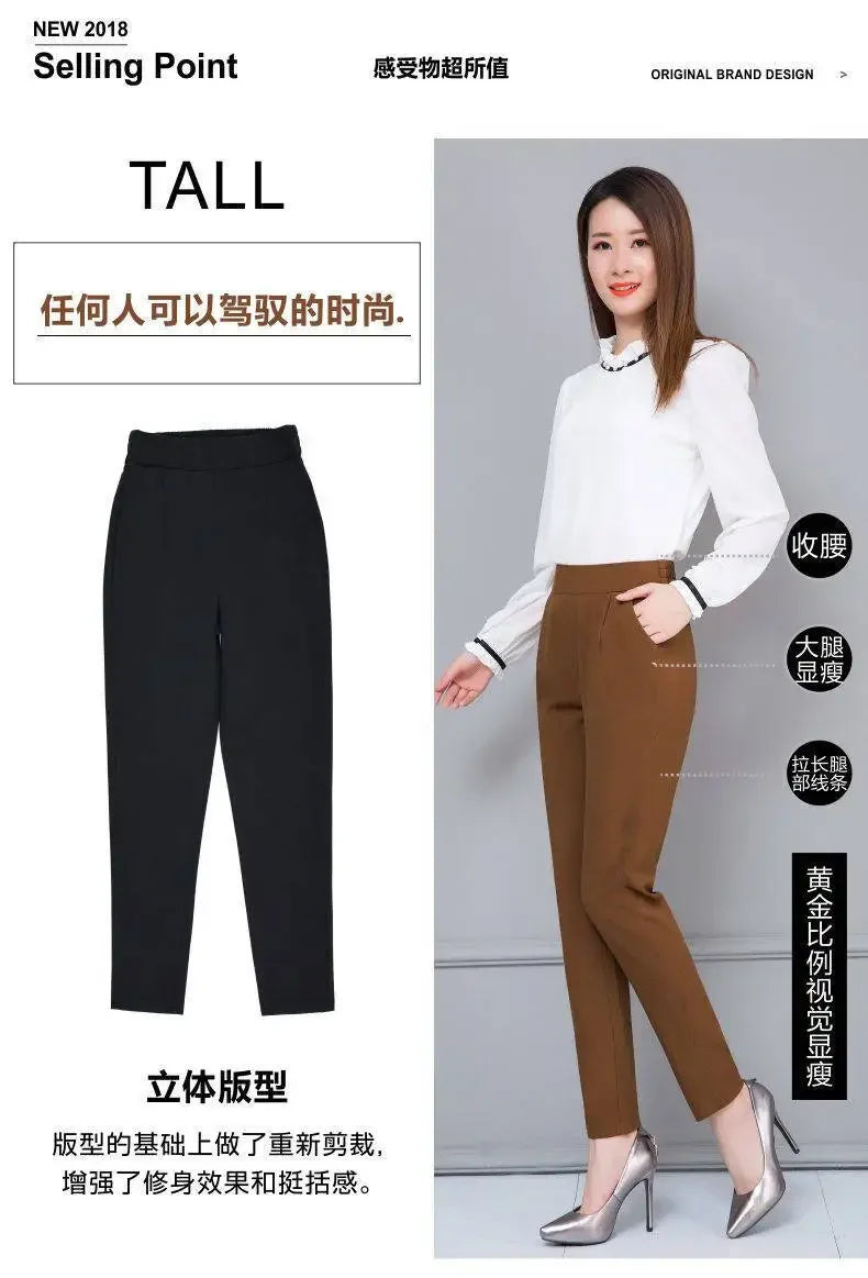 Women's High Waist Pants Spring and Summer Thin Stretch Women's Loose Trousers Casual Suit Pants Straight Office Ladies Clothes