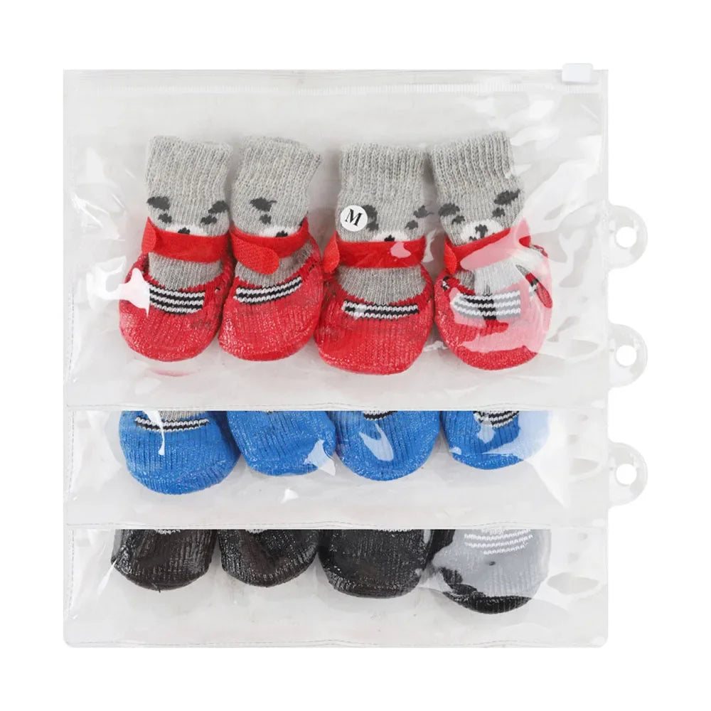 Anti-Slip Dog Socks Waterproof Shoes Socks for Dogs Socks Non-Slip Soles Adjustable Small Dog Paw Protector for Outdoor Indoor