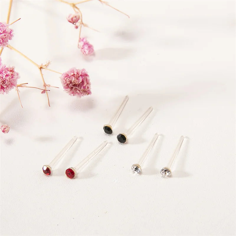 New 100Pairs/set Mini Colorful Crystal Stud Earrings Set Women Plastic Rhinestone Earrings Sets For Girl Jewelry Party Gifts