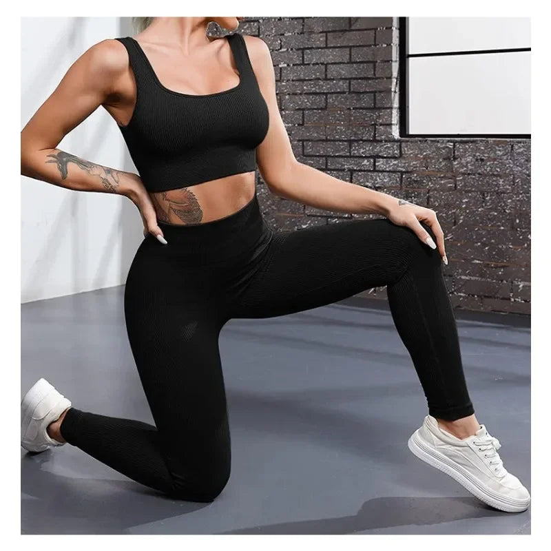 Seamless Knit Yoga Leggings Women Thread Solid Tights Gym Workout Running Stretchy High Waist Hip Liftting Skinny Gym Leggings