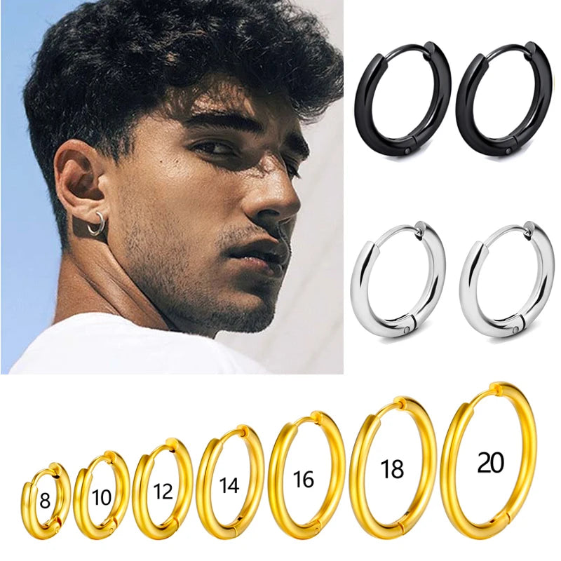 1 Pair Stainless Steel Hoop Earrings Women Men Gold Color Small Earrings Girl Jewelry Pendientes Mujer Aretes Cartilage Piercing