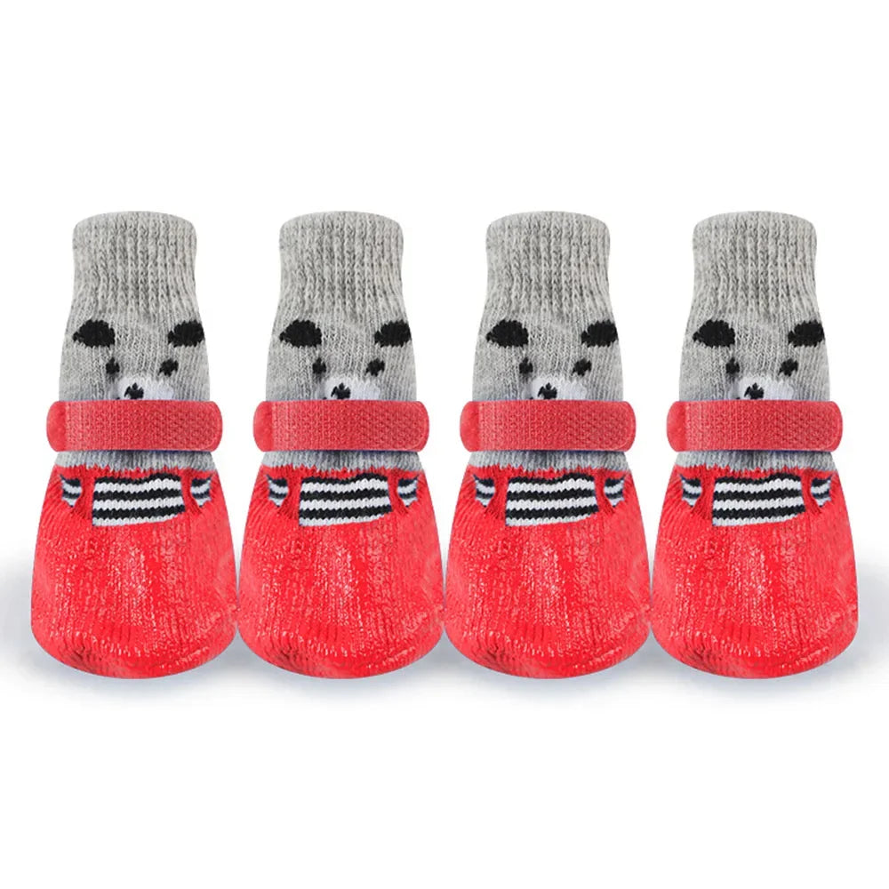 Anti-Slip Dog Socks Waterproof Shoes Socks for Dogs Socks Non-Slip Soles Adjustable Small Dog Paw Protector for Outdoor Indoor