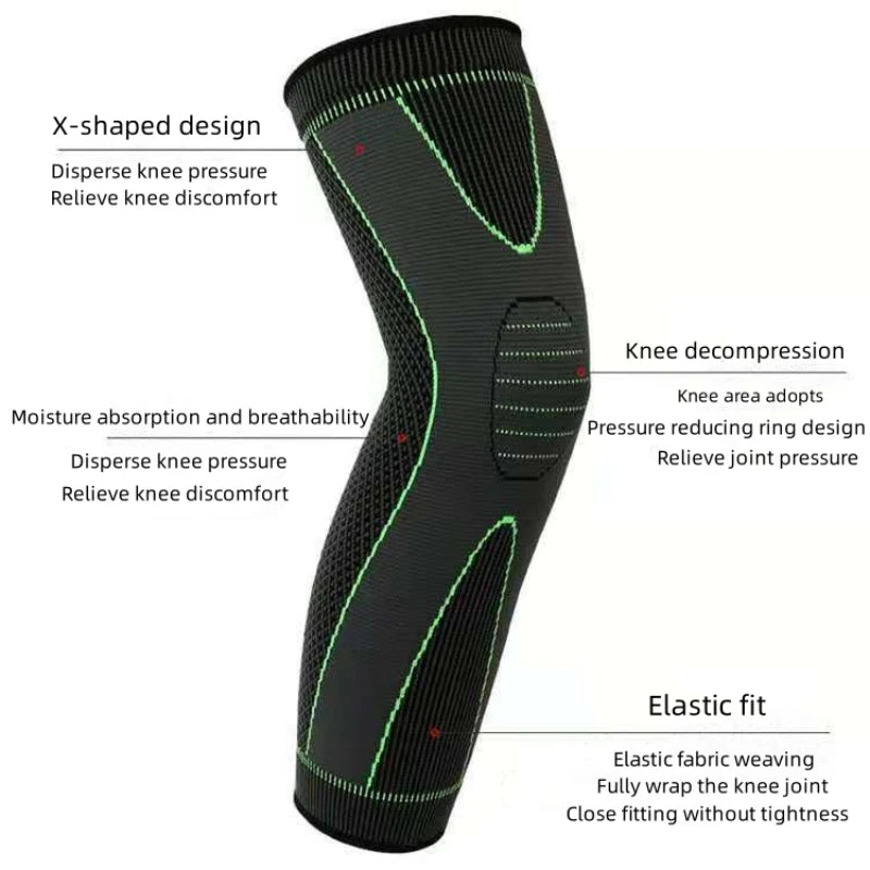 1 Pcs Compression Knee Pads Support Lengthen Stripe Sport Sleeve Arthritis Joint Pain Protector Elastic Kneepad Brace