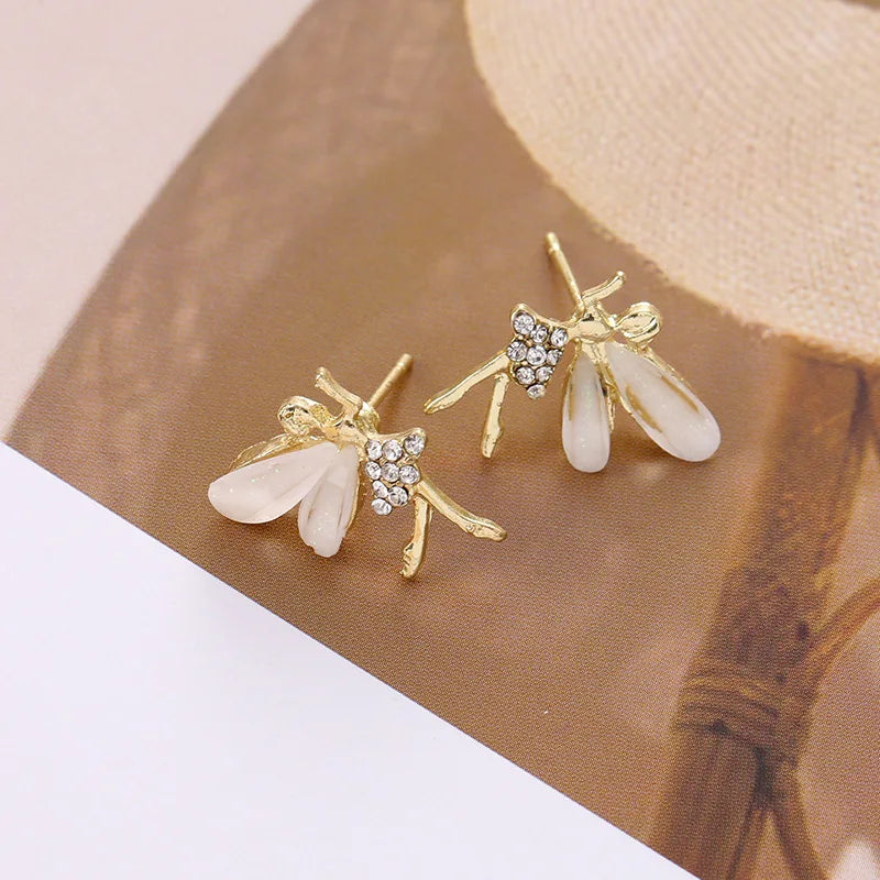 Trend Crystal Elf Flower Fairy Stud Earrings for Women Korean Exquisite Ear Jewelry Accessory Wholesale Girl Gift