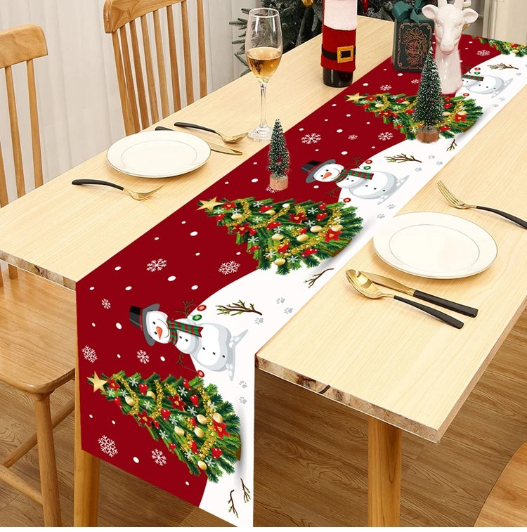 2024 Christmas Table Runners Merry Christmas Decoration for Home Tablecloth Table Cover Xmas Gifts Navidad Noel New Year 2025