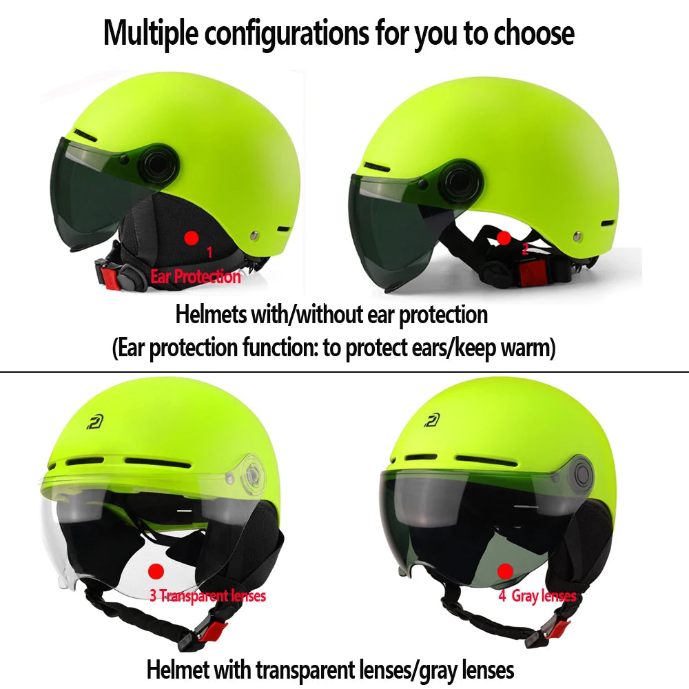 PEMILA New Full edge wrapping process Cycling Helmet With Goggles Lens Ear Protection Bicycle Helmet MTB Road E-Bike Bike Helmet