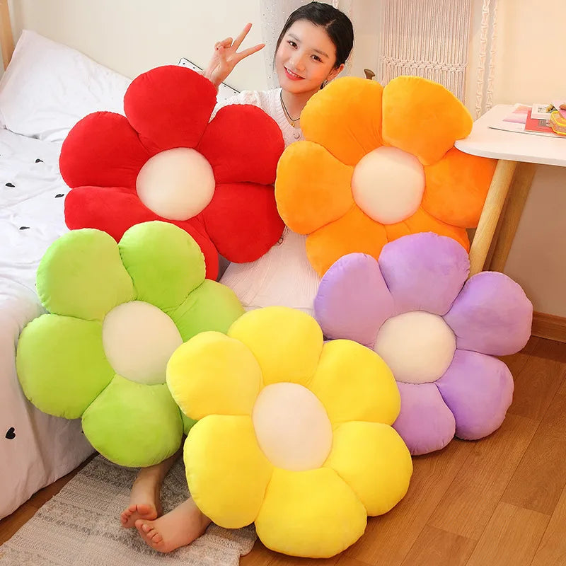 30-65cm Kawaii Colorful Flower Plush Pillow Cushion Soft Sunflower Plant Mat Stuffed Sofa Bed Sleeping Back Cushion Decor Gifts