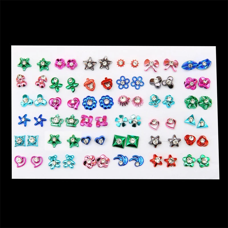 Randomly Mixed Butterfly Bowknot Flower Heart Small Plastic Stud Earrings Set For Women Girl Mixed Styles Star Moon Jewelry