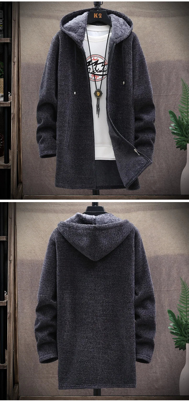 Spring Autumn Men's Sweater Coats Cardigans Hooded Slim Fit Long Solid Knitted Jacket Male Casual Sweater Cardigan Winter Coats