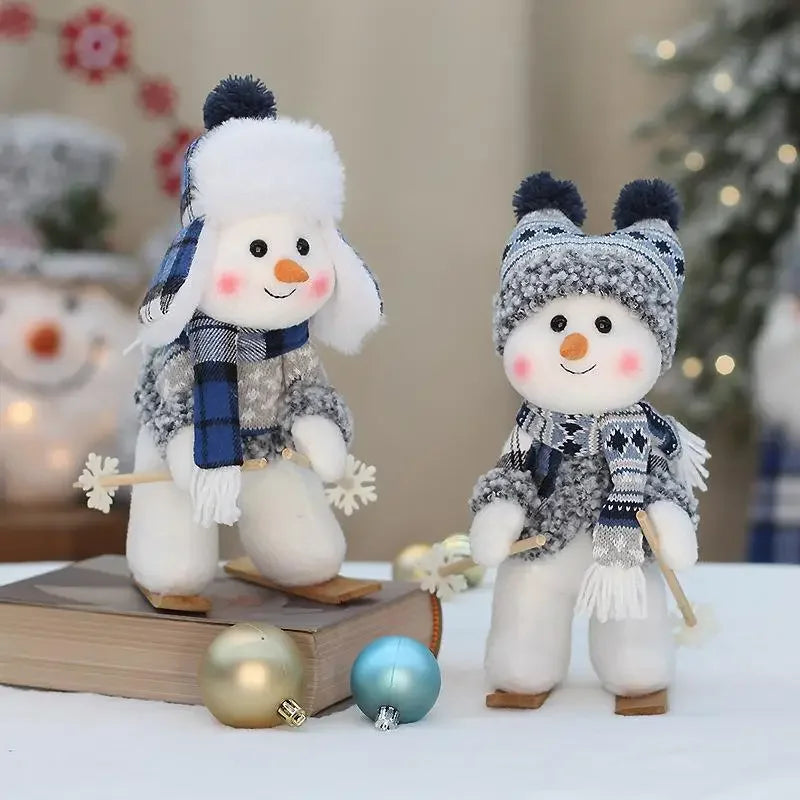 2024 New Christmas Snowman Doll Blue Cloth 20-33cm Cute Doll Christmas Gift Desktop Doll Decoration