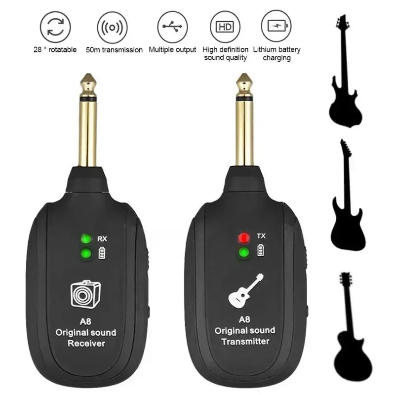 Wireless Guitar System Built in 4 channels Wireless Guitar TransmitterReceiver for Electric Guitar Bass Violin