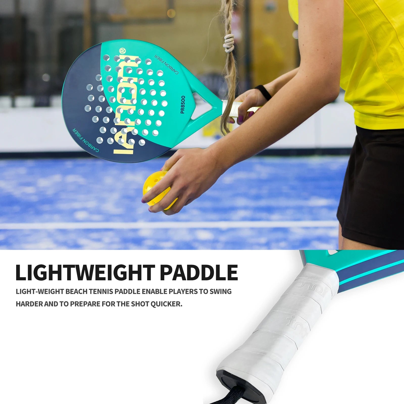 IANONI Padel Racket Carbon Fiber Surface with EVA Memory Flex Foam Core Padel Tennis Racquets Lightweight