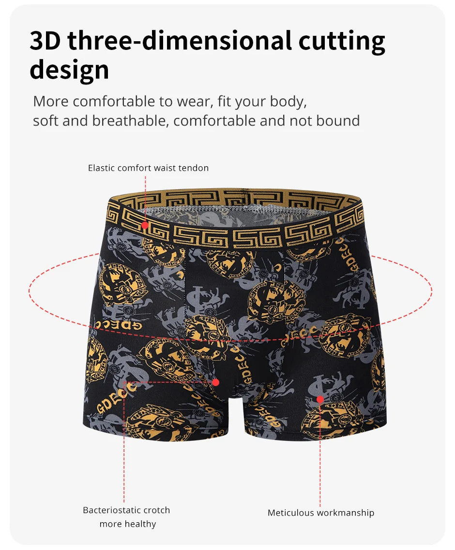 5 /10 Pack Men's Black Gold Printed Boxer Underwear Comfortable And Versatile Plus Size Sexy Young Men's Leisure Sports Beach sh