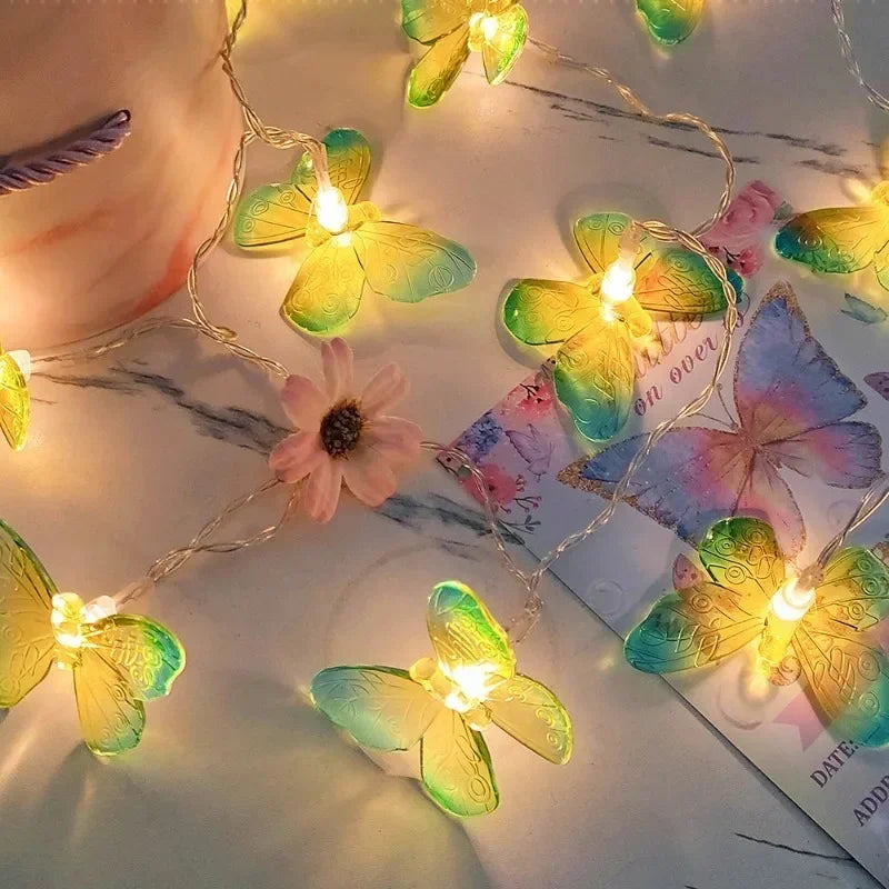 1M 3M LED Butterfly String Lights Battery Powered Fairy Lights Room Garland Curtain Girls Xmas Brithday Wedding Party Home Decor