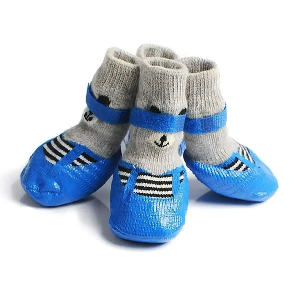 2 Pair Autumn Winter Pet Dog Shoes Socks Waterproof Cats Rubber Socks Non-slip Dog Rain Snow Boots Socks Dogs Knitting Warm Sock