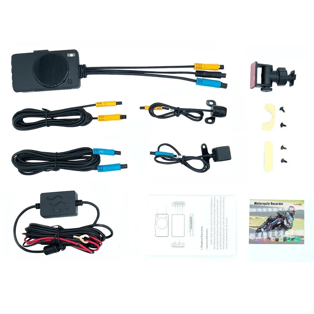 MT80 Motorcycle DVR Dual Video Front Rear With 3'' High Definition Screen Loop Recording Bike Cycle Driving Recorder Waterproof