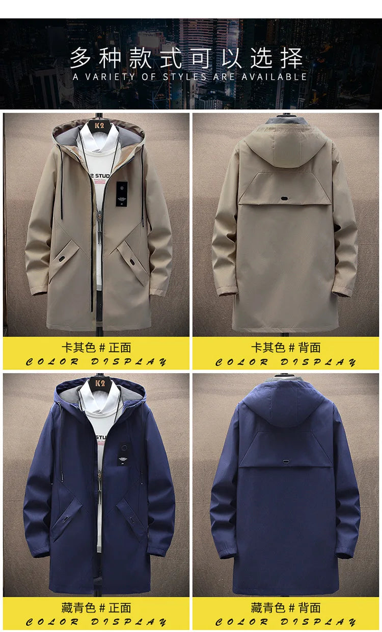 2024 Spring and Autumn New Classic Fashion In The Long Coat Men Casual Loose Comfortable High Quality Trench Coat