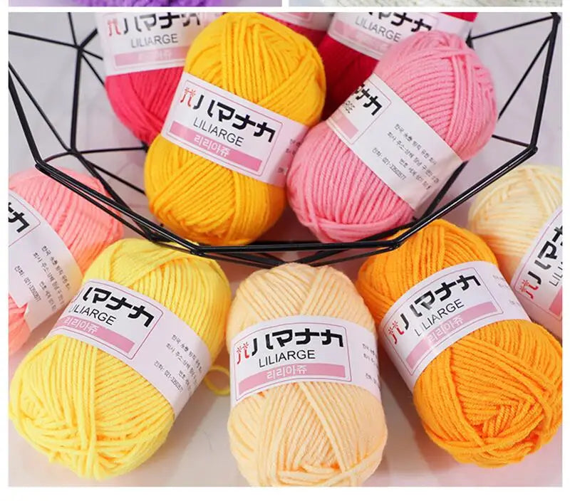 25G Baby Milk Sweet Soft Cotton Knitting Wool Yarn Thick Fiber Yarn Velvet Yarn Hand Knitting Wool Crochet Yarn for DIY Sweate