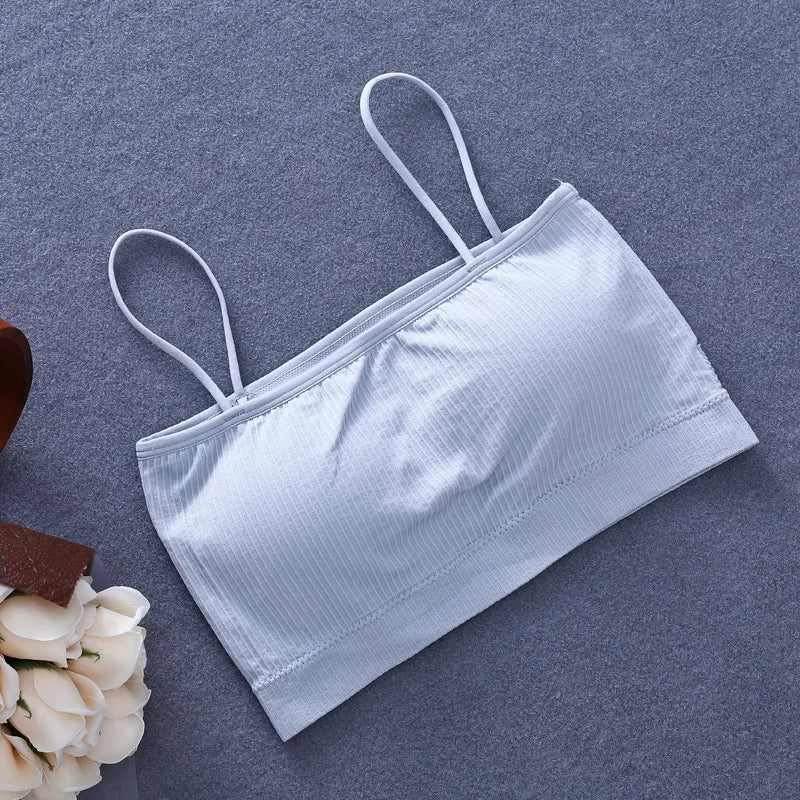 2023 New Women Fashion Sexy Bras Crop Top Ladies Bralette Summer Seamless Sling Female Tube Top Soft Tanks