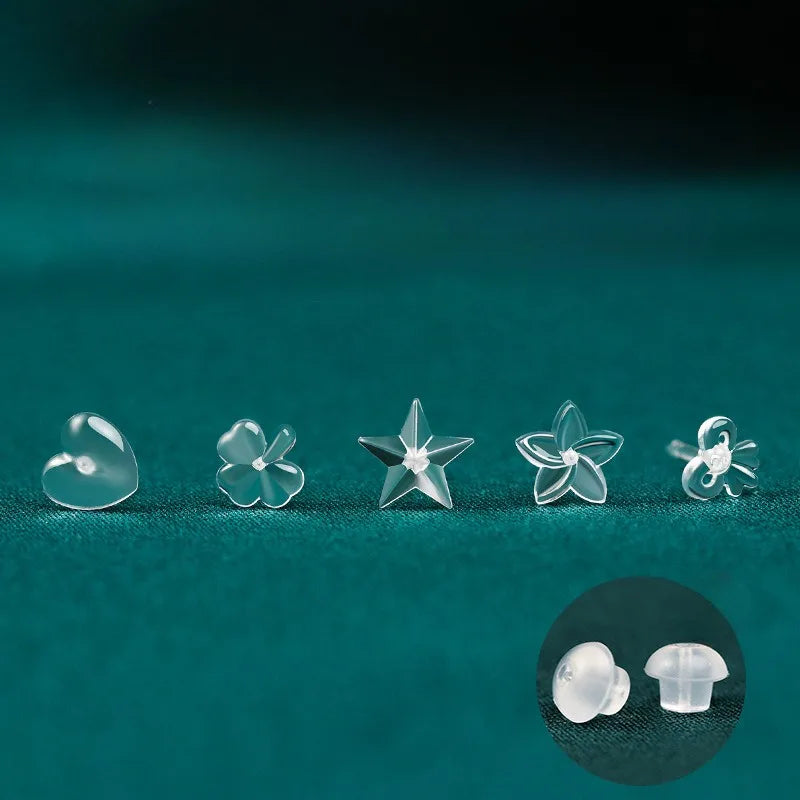 2/100Pcs Mini Resin Ear Studs for Women Anti-allergy Prevent Allergy Transparent Girls Invisible Cute Earring Piercing Jewelry