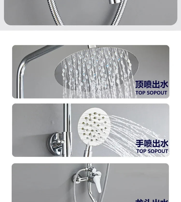 Full copper shower set, household concealed three-speed four-speed multi-function knob shower rain shower head