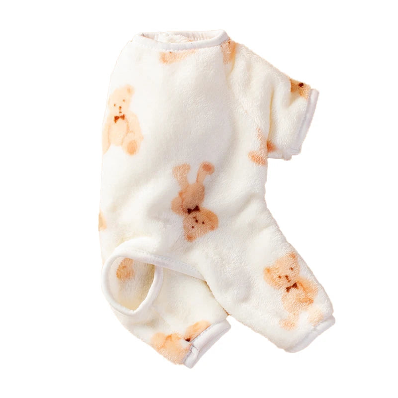 Cute Bear Pet Plush Pajamas Autumn Winter Dog Clothes for Small Medium Dogs Cats Warm Jumpsuit Bulldog Chihuahua Puppy Outfit