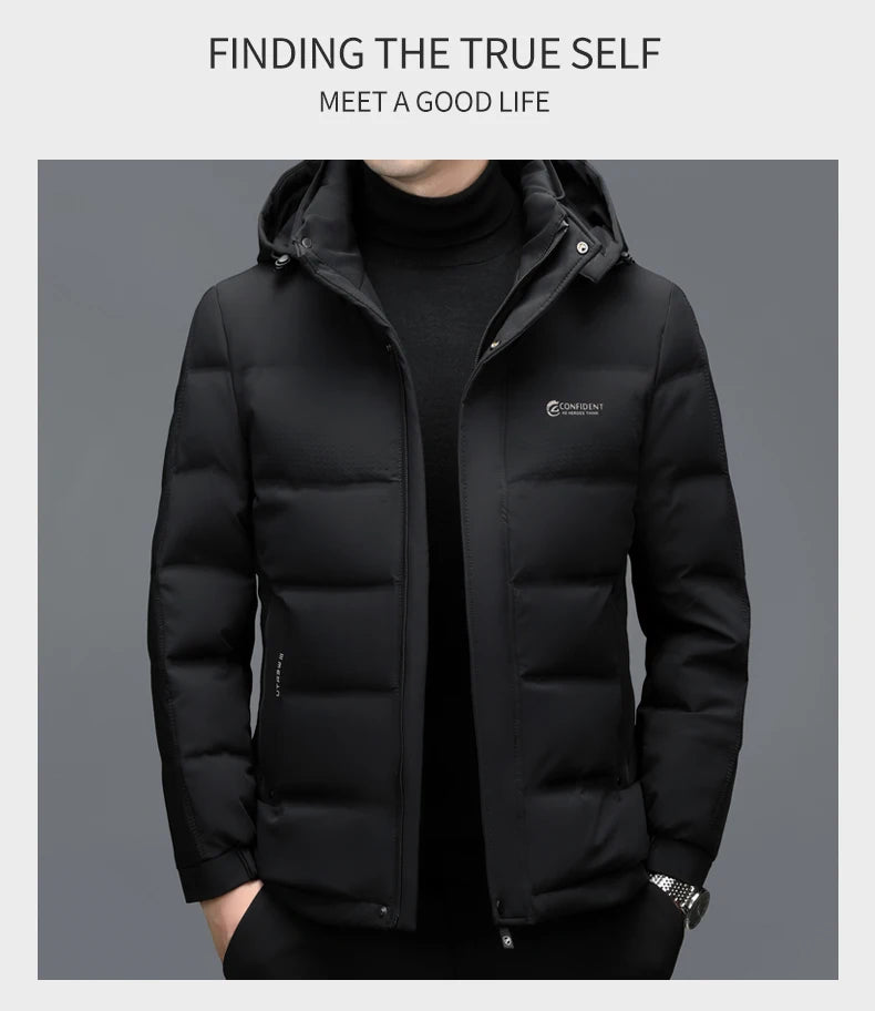 YX-2602 Winter New Men's Short Down Jacket Thickened And Velvet Warm Brand Authentic Business And Leisure White Duck Down Top