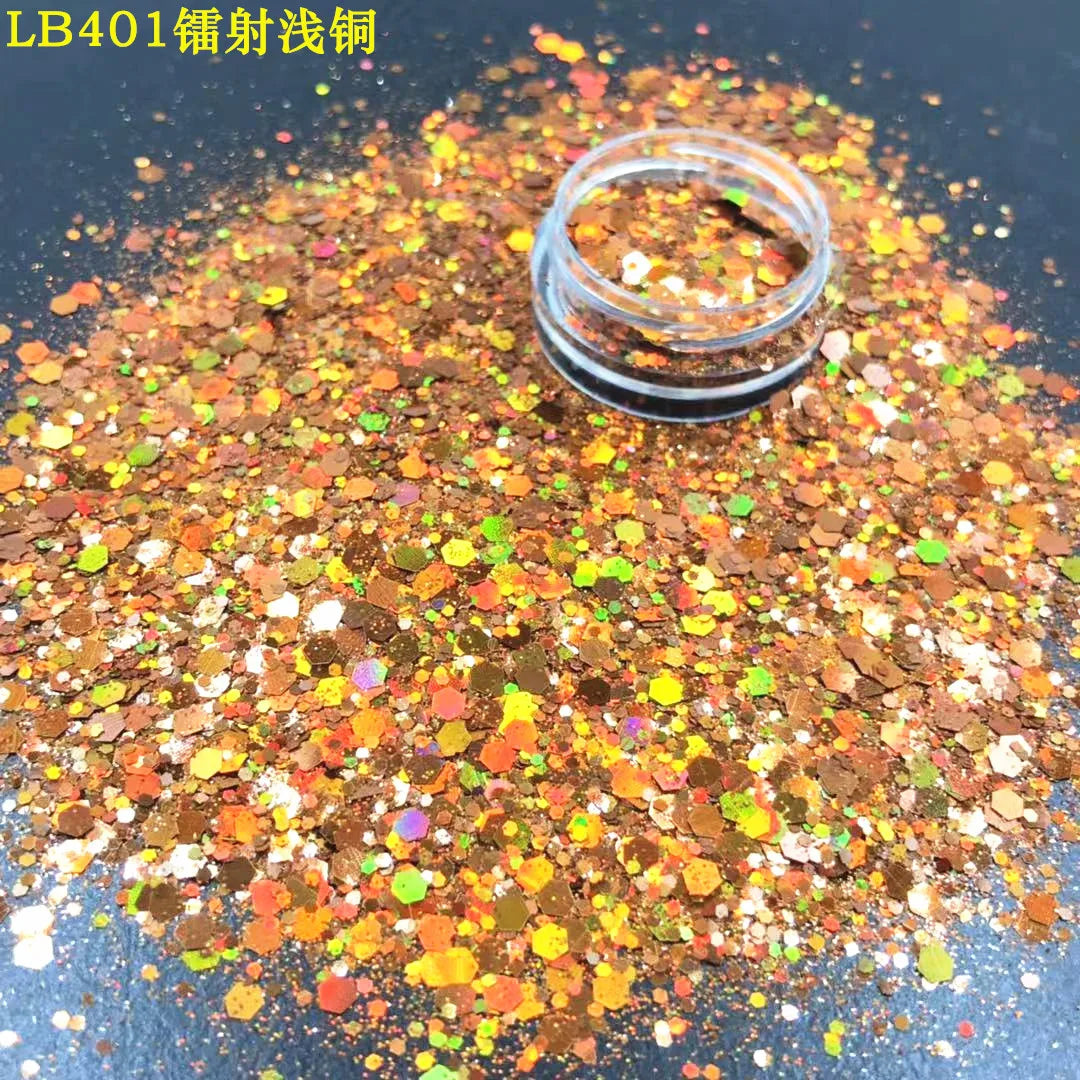 24 Colors Holographic Chunky Glitter 24 Colors Total Laser Nail Glitter Flakes Chunky Holographic Laser Nail Glitter