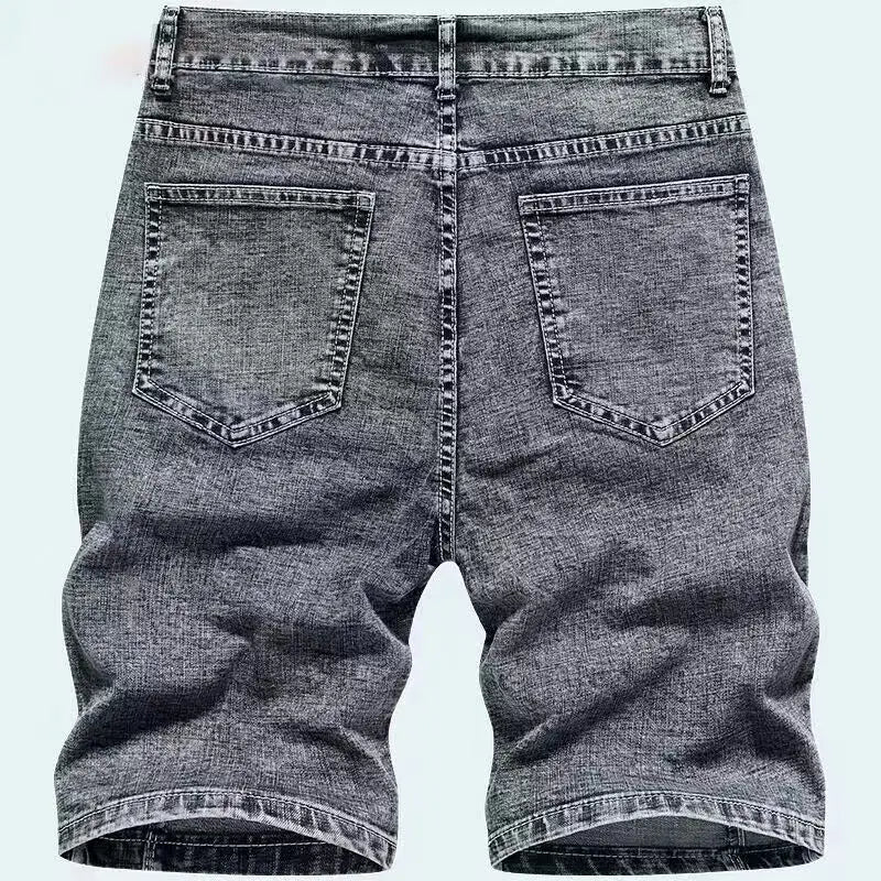 New Korean Fashion Men's Summer Casual Knee Length Cowboy Luxury Grey Solid Breathable Designer Short Jeans Men's Denim Shorts