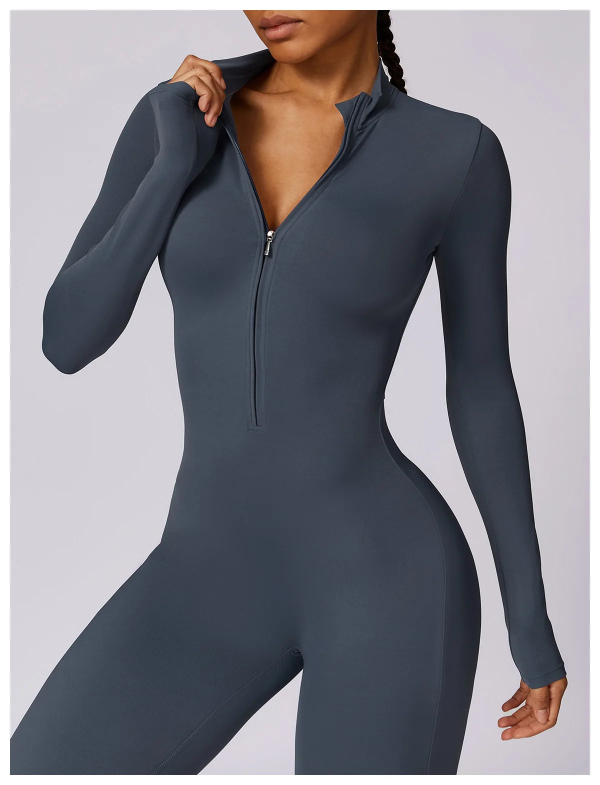 Yoga Jumpsuit Women Seamless Sports Zipper Jumpsuit Set Gym Long Sleeve Fitness Suit Elastic Gym Workout Bodysuit Athletic Wear